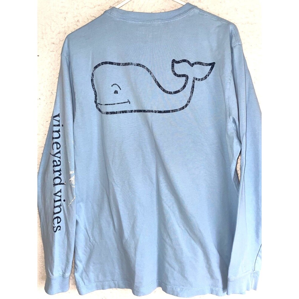 Vineyard Vines Men's Sz M Long Sleeve T-Shirt Graphic Print Blue Whale Logo